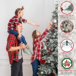 6.5ft. Pre-Lit Flocked Aspen Fir Artificial Christmas Tree, Clear Lights -Northlight Sale Store D393417S 4