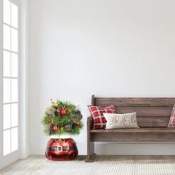 2.5ft. Pre-Lit Decorated Artificial Christmas Bush In Santa Bag Planter -Northlight Sale Store D393437S 2