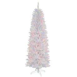 6.5ft. Pre-Lit White Pencil Fraser Fir Artificial Christmas Tree, Multicolor Lights