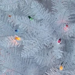 6.5ft. Pre-Lit White Pencil Fraser Fir Artificial Christmas Tree, Multicolor Lights 9 6.5ft. Pre-Lit White Pencil Fraser Fir Artificial Christmas Tree, Multicolor Lights -Northlight Sale Store D393452S 2
