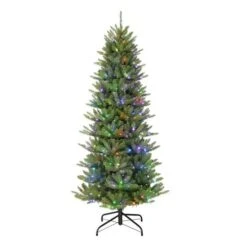 7.5ft. Pre-Lit Sure-Lit Pole® Slim Fraser Fir Artificial Christmas Tree, Multicolor LED Lights -Northlight Sale Store D393453S 12
