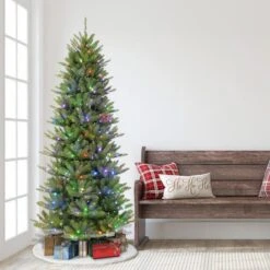 7.5ft. Pre-Lit Sure-Lit Pole® Slim Fraser Fir Artificial Christmas Tree, Multicolor LED Lights -Northlight Sale Store D393453S 4