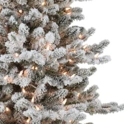7.5ft. Pre-Lit Slim Flocked Royal Majestic Douglas Spruce Artificial Christmas Tree, Clear Lights -Northlight Sale Store D393478S 2