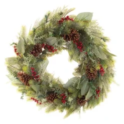 Village Lighting 30" Pre-Lit Winter Frost Christmas Wreath, Clear LED Lights -Northlight Sale Store D403192S 2