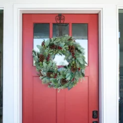 Village Lighting 30" Pre-Lit Winter Frost Christmas Wreath, Clear LED Lights -Northlight Sale Store D403192S 4