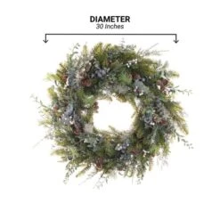 Village Lighting 30" Pre-Lit Rustic White Berry Christmas Wreath, Clear LED Lights 15 Village Lighting 30" Pre-Lit Rustic White Berry Christmas Wreath, Clear LED Lights -Northlight Sale Store D403195S 17