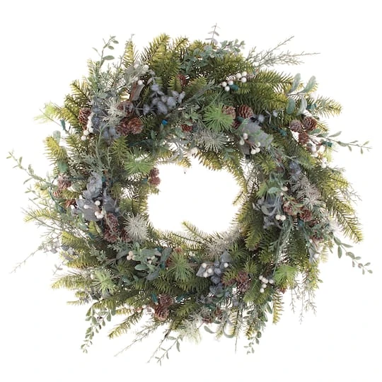 Village Lighting 30" Pre-Lit Rustic White Berry Christmas Wreath, Clear LED Lights 3 Village Lighting 30" Pre-Lit Rustic White Berry Christmas Wreath, Clear LED Lights - Image 3
