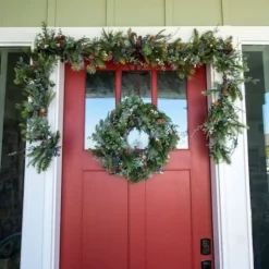 Village Lighting 24" Rustic White Berry Wreath -Northlight Sale Store D403196S 5
