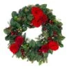 Village Lighting 30" LED Red Peonies & Berry Wreath