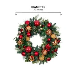 Village Lighting 30" Pre-Lit Christmas Classic Wreath, Clear LED Lights -Northlight Sale Store D403203S 20