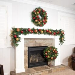 Village Lighting 30" Pre-Lit Christmas Classic Wreath, Clear LED Lights -Northlight Sale Store D403203S 7