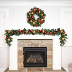 Village Lighting 30" Pre-Lit Christmas Classic Wreath, Clear LED Lights -Northlight Sale Store D403203S 9