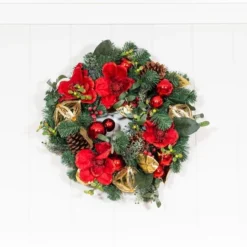 Village Lighting 24" Red Magnolia Wreath -Northlight Sale Store D403212S 5
