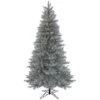 7.5ft. Pre-Lit Crystal Silver Metallic Artificial Christmas Tree, Multicolor LED Lights