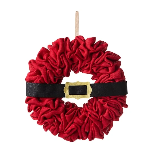 Glitzhome® 18" Christmas Red Belt Fabric Wreath 1 Glitzhome® 18" Christmas Red Belt Fabric Wreath