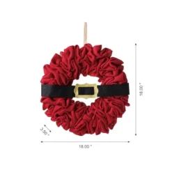 Glitzhome® 18" Christmas Red Belt Fabric Wreath 12 Glitzhome® 18" Christmas Red Belt Fabric Wreath -Northlight Sale Store D444197S 4