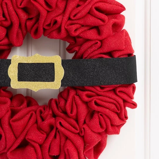 Glitzhome® 18" Christmas Red Belt Fabric Wreath 6 Glitzhome® 18" Christmas Red Belt Fabric Wreath - Image 6