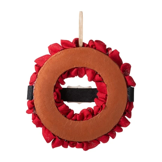 Glitzhome® 18" Christmas Red Belt Fabric Wreath 8 Glitzhome® 18" Christmas Red Belt Fabric Wreath - Image 8