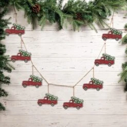 Glitzhome® 6ft. Christmas Red Truck Garland, 2ct. -Northlight Sale Store D445235S 2