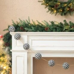 Glitzhome® 6ft. Black & White Plaid Fabric Garland, 2ct. -Northlight Sale Store D445246S 6