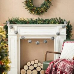 Glitzhome® 6ft. Black & White Plaid Fabric Garland, 2ct. -Northlight Sale Store D445246S 7