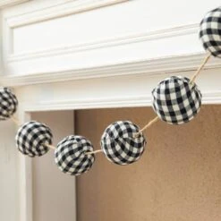 Glitzhome® 6ft. Black & White Plaid Fabric Garland, 2ct. -Northlight Sale Store D445246S 8