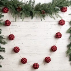 Glitzhome® 6ft. Red & Black Plaid Fabric Garland, 2ct. -Northlight Sale Store D445248S 2