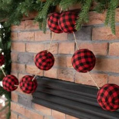Glitzhome® 6ft. Red & Black Plaid Fabric Garland, 2ct. -Northlight Sale Store D445248S 4