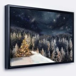 Designart - Night Forest Christmas Tree - Landscape Framed Canvas Art Print Black 8 Designart - Night Forest Christmas Tree - Landscape Framed Canvas Art Print Black -Northlight Sale Store D448589S 1 1