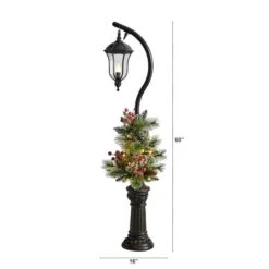 5ft. Pre-Lit LED Holiday Decorated Lamp Post With Greenery & Berries -Northlight Sale Store D478686S 2