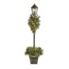 5ft. Pre-Lit LED Holiday Decorated Lamp Post With Faux Greenery In Decorative Container