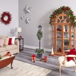 5ft. Pre-Lit LED Holiday Decorated Lamp Post With Faux Greenery In Decorative Container -Northlight Sale Store D478687S 10