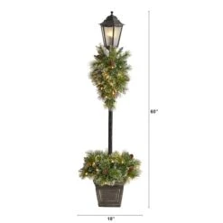 5ft. Pre-Lit LED Holiday Decorated Lamp Post With Faux Greenery In Decorative Container -Northlight Sale Store D478687S 2