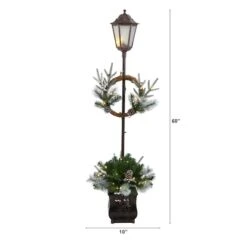 5ft. Pre-lit LED Holiday Decorated Lamp Post With Greenery In Decorative Planter -Northlight Sale Store D478688S 2