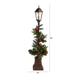 5ft. Pre-Lit LED Holiday Decorated Lamp Post With Greenery & Ornaments -Northlight Sale Store D478689S 2