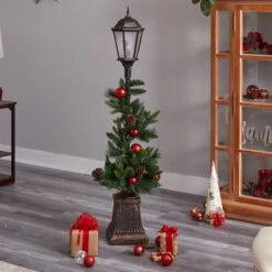 5ft. Pre-Lit LED Holiday Decorated Lamp Post With Greenery & Ornaments -Northlight Sale Store D478689S 8