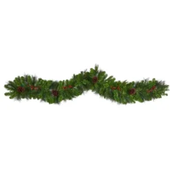 6ft. Pre-Lit LED Colorado Fir Christmas Garland With Berries & Pinecones -Northlight Sale Store D478767S 3