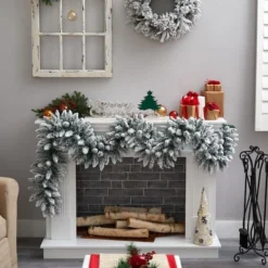 9ft. Pre-Lit LED Flocked Artificial Christmas Garland -Northlight Sale Store D478772S 5