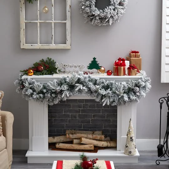 6ft. Pre-Lit LED Flocked Christmas Garland With Pinecones 6 6ft. Pre-Lit LED Flocked Christmas Garland With Pinecones - Image 6