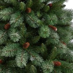 8ft. Unlit Snowed French Alps Mountain Pine Artificial Christmas Tree With Pinecones -Northlight Sale Store D478797S 3