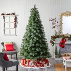 8ft. Unlit Snowed French Alps Mountain Pine Artificial Christmas Tree With Pinecones -Northlight Sale Store D478797S 5