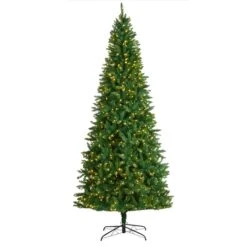 9ft. Pre-Lit Green Valley Fir Artificial Christmas Tree, Clear LED Lights