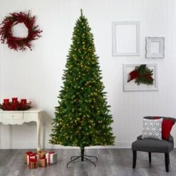 9ft. Pre-Lit Green Valley Fir Artificial Christmas Tree, Clear LED Lights -Northlight Sale Store D478799S 7