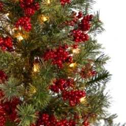 3ft. Pre-Lit Pine Artificial Christmas Tree With Berries And Burlap Base, Warm White Lights -Northlight Sale Store D478805S 4