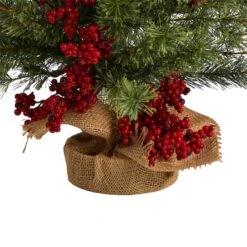 3ft. Pre-Lit Pine Artificial Christmas Tree With Berries And Burlap Base, Warm White Lights -Northlight Sale Store D478805S 6