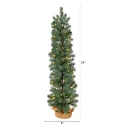 3ft. Pre-Lit Green Pine Artificial Christmas Tree With Burlap Base, Warm White Lights -Northlight Sale Store D478806S 2