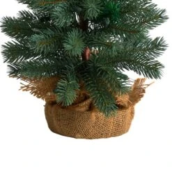 3ft. Pre-Lit Green Pine Artificial Christmas Tree With Burlap Base, Warm White Lights -Northlight Sale Store D478806S 6