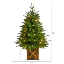 3ft. Pre-Lit Finland Fir Artificial Christmas Tree In Decorative Planter, Warm White Lights -Northlight Sale Store D478817S 2