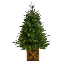 3ft. Pre-Lit Finland Fir Artificial Christmas Tree In Decorative Planter, Warm White Lights -Northlight Sale Store D478817S 3