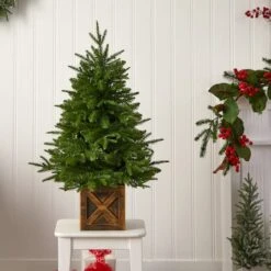 3ft. Pre-Lit Finland Fir Artificial Christmas Tree In Decorative Planter, Warm White Lights -Northlight Sale Store D478817S 8